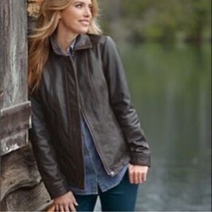 Vintage Eddie Bauer Dark Brown Leather Coat sz 2XL - Tall. Stine Leather Jacket